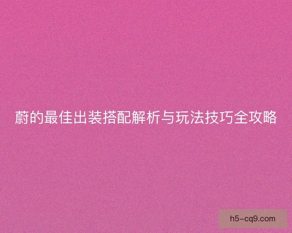 蔚的最佳出装搭配解析与玩法技巧全攻略